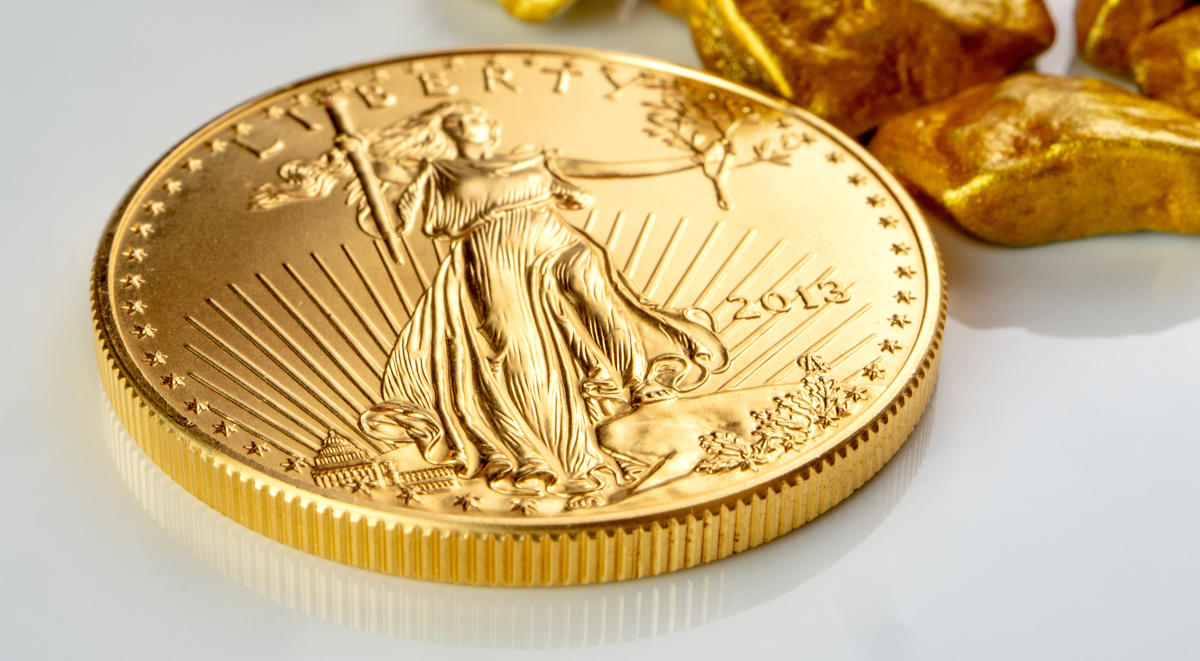 AmericanEagle-LadyLiberty Lady Liberty auf einem Gold American Eagle von 2013.